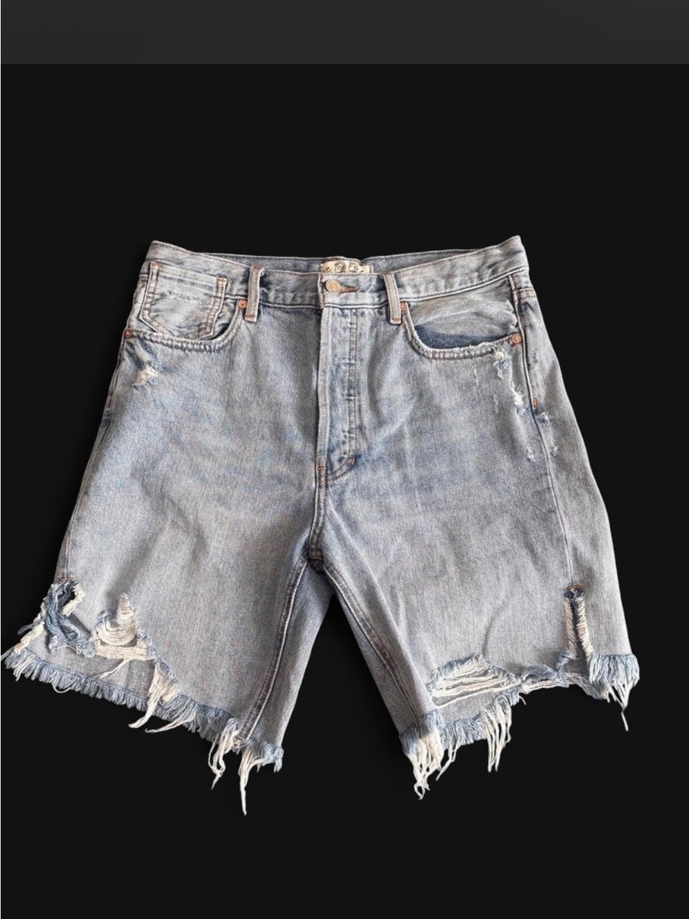 We The Free Light Blue Distressed Denim Jean Shorts
